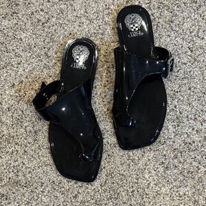 Vince Camuto Glossy Black Jell Sandals NEW 10